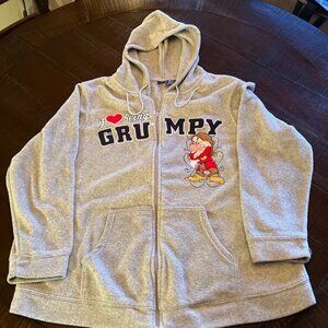 ***Awesome Walt Disney's GRUMPY Zip Up Hoodie I Love Being Grumpy Size 2X***